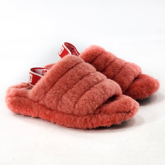 UGG Fluff Yeah Slides Shearling Sandals Slippers in Hibiscus Pink 1095119 - Picture 6 of 8
